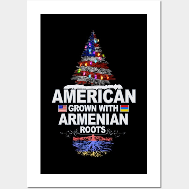 Christmas Tree  American Grown With Armenian Roots - Gift for Armenian From Armenia Wall Art by Country Flags